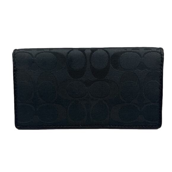 Coach Handbags - COACH Black Signature Canvas Checkbook Holder